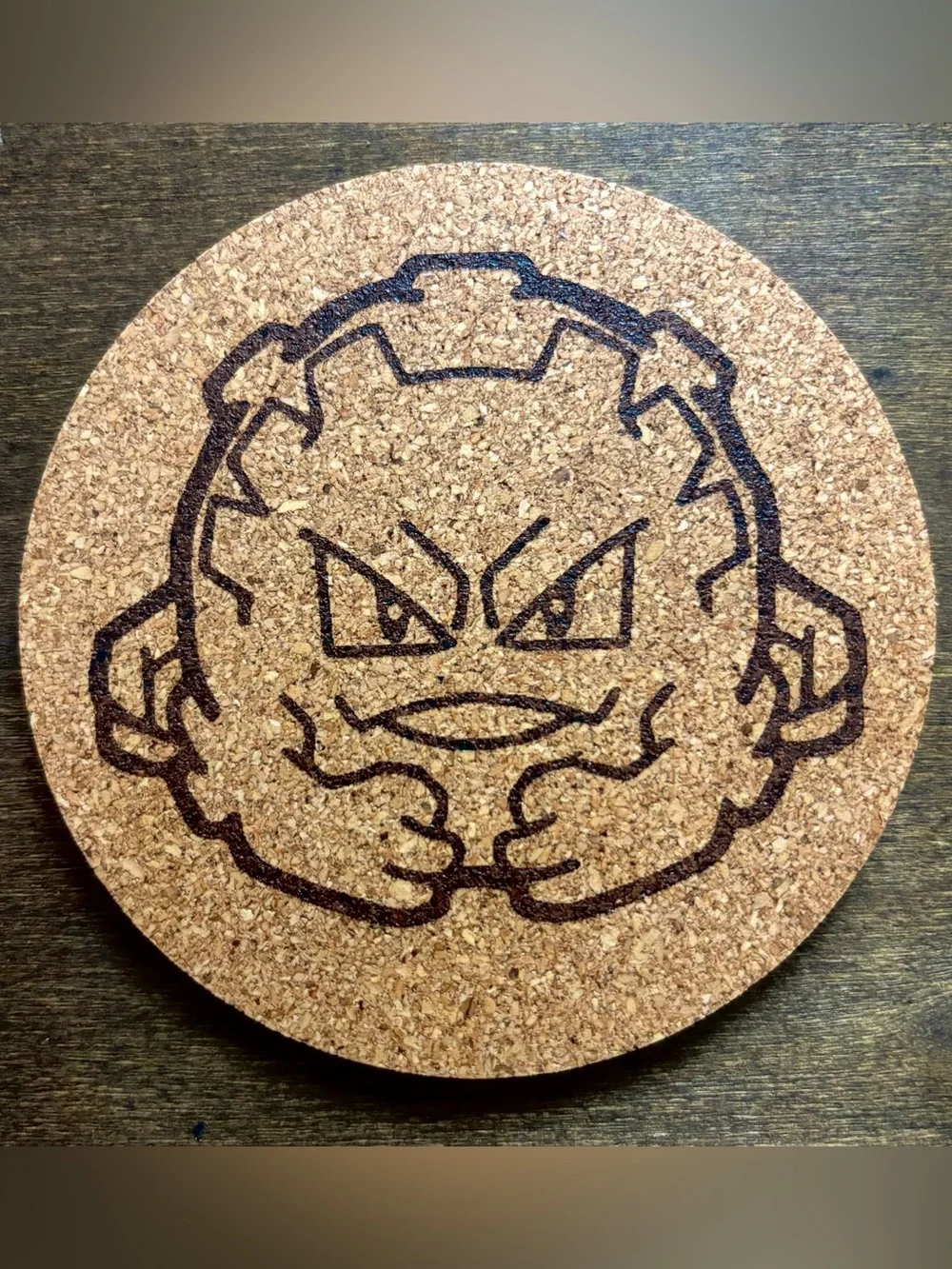 Pokemon Graveler Face Laser Engraved Cork Coaster